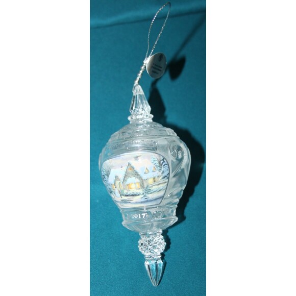2017 Thomas Kinkade Crystal Christmas Ornament All Calm All Bright Holiday Decor - Picture 4 of 6